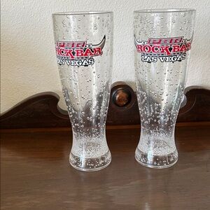 PBR Rock Bar Las Vegas Bubble Plastic Pilsners - Clear (Set of 2)